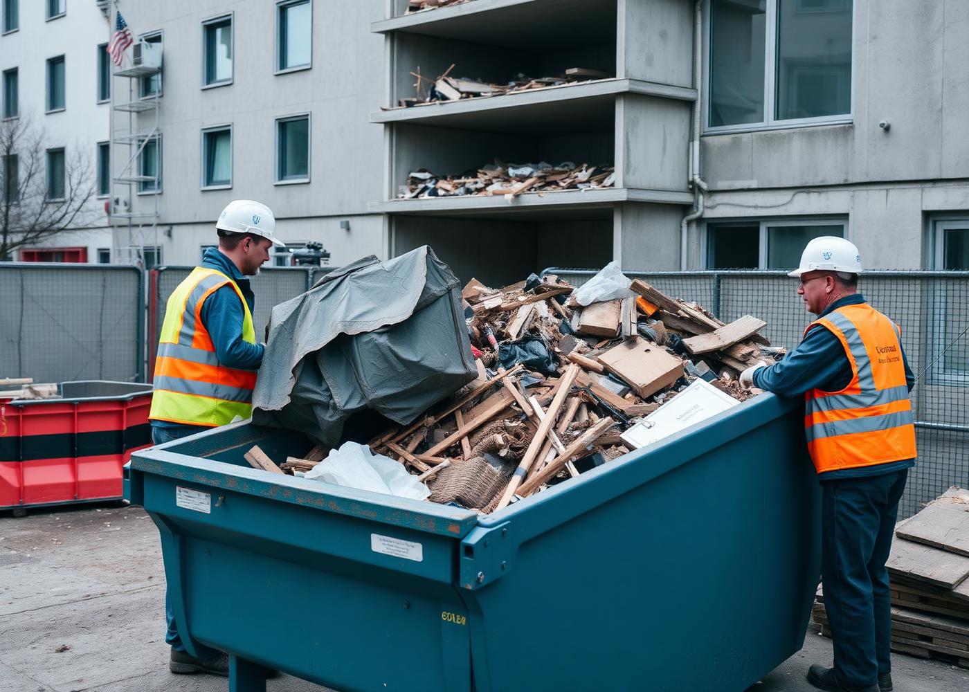 Ehitusjäätmete laadimine konteinerisse